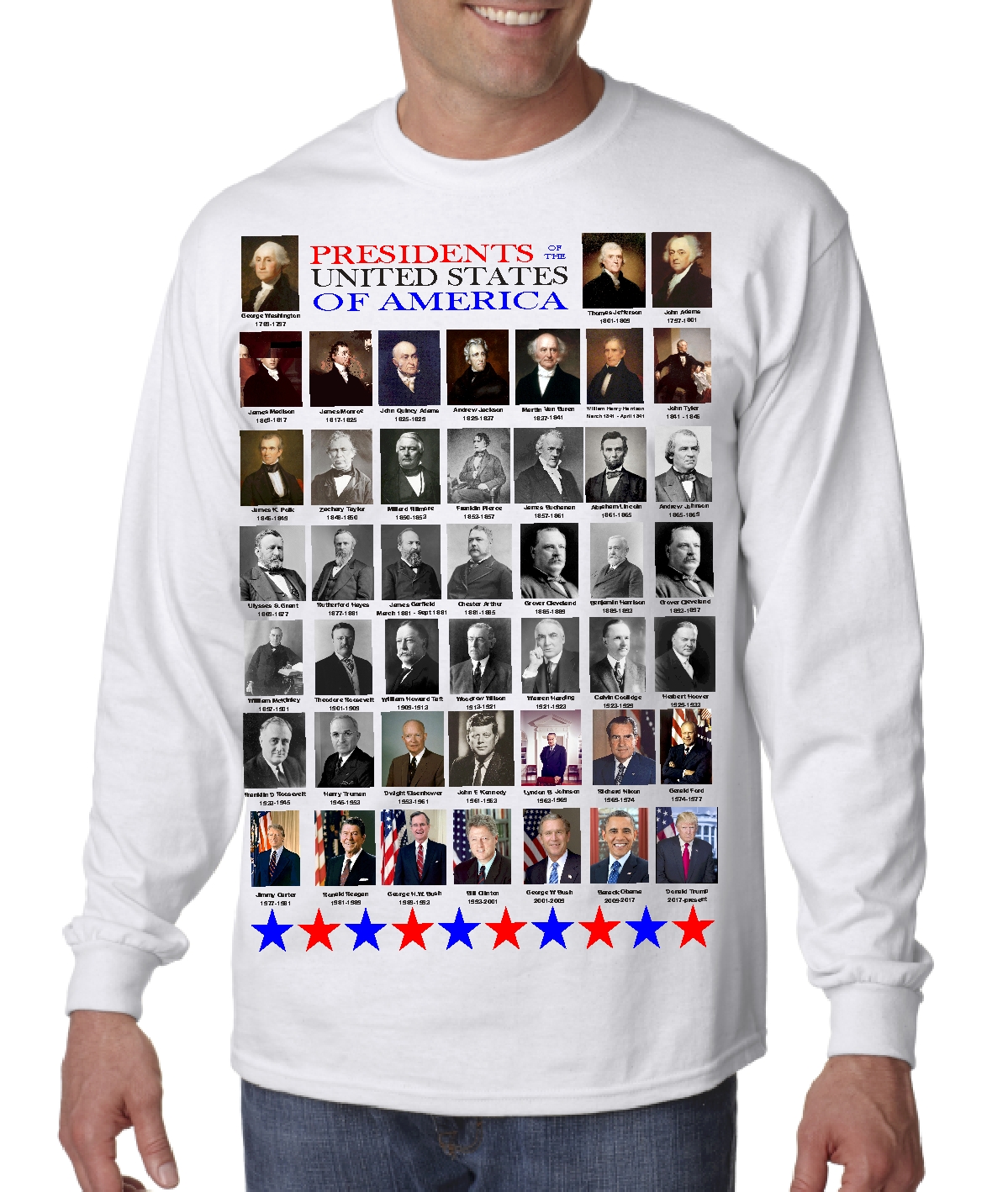 Get your long sleeve shirt with a picture of all US presidents and the ...