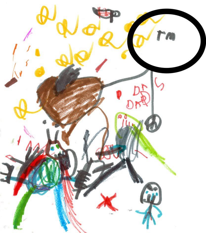 Child's hand-drawn Father's Day shirt design with his own TM trademark symbol