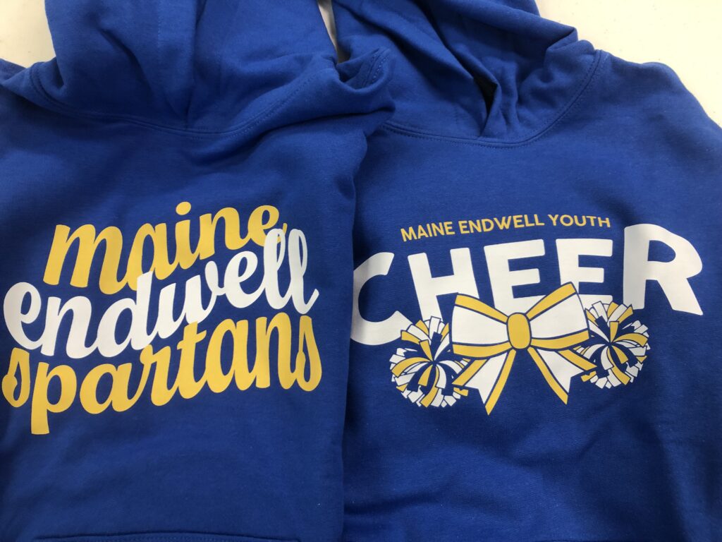Two unclaimed Maine-Endwell hoodies from a NuWaka Online Store order